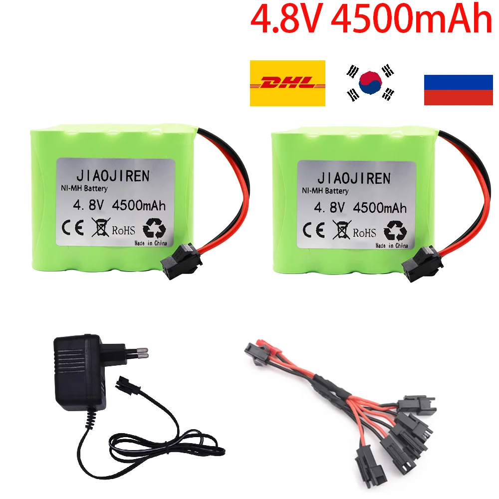 (Wtyczka SM) 4.8v 4500mah NiMH zestaw z ładowarką akumulatorowa do zabawki zdalnie sterowane samochodów czołgi roboty łodzie pistolety Ni-MH AA 4.8v