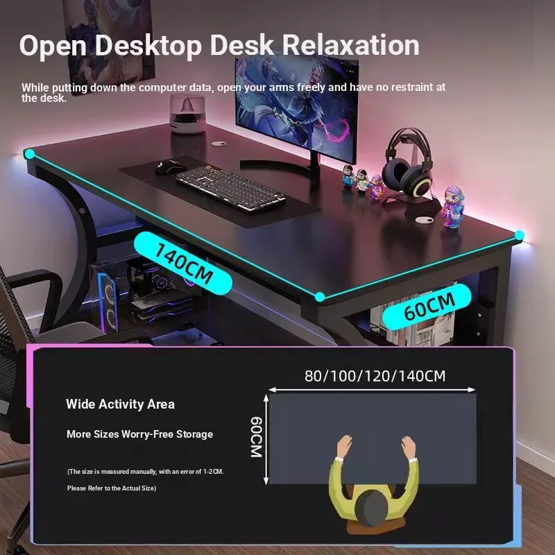 Durable Gaming Table with Storage Rack Modern Computer Desk for Living Room Study and Home Office Use