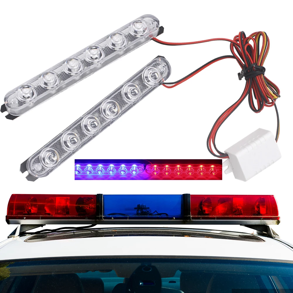 2Pcs Police Lights LED Strobe Lights Flasher Auto Flash Stroboscopes Strobe Light Emergency Warning Light Parking Signal Light