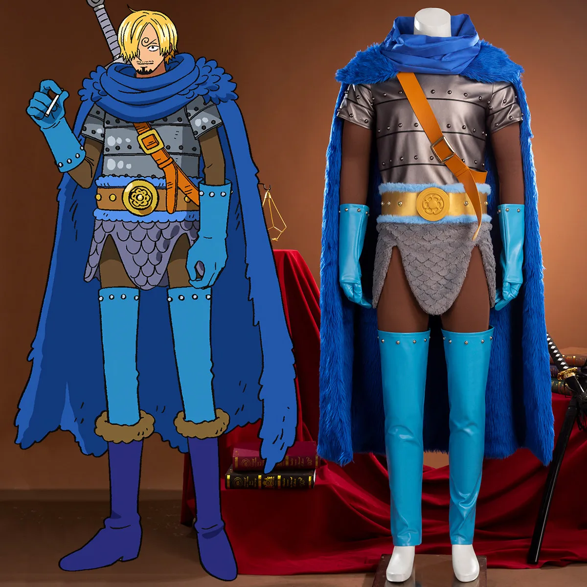 

Vinsmoke Sanji Elbaf Cosplay Costume Anime Full Set Uniform Role Play Halloween Carnival Party Outfit Hot Sale HCos