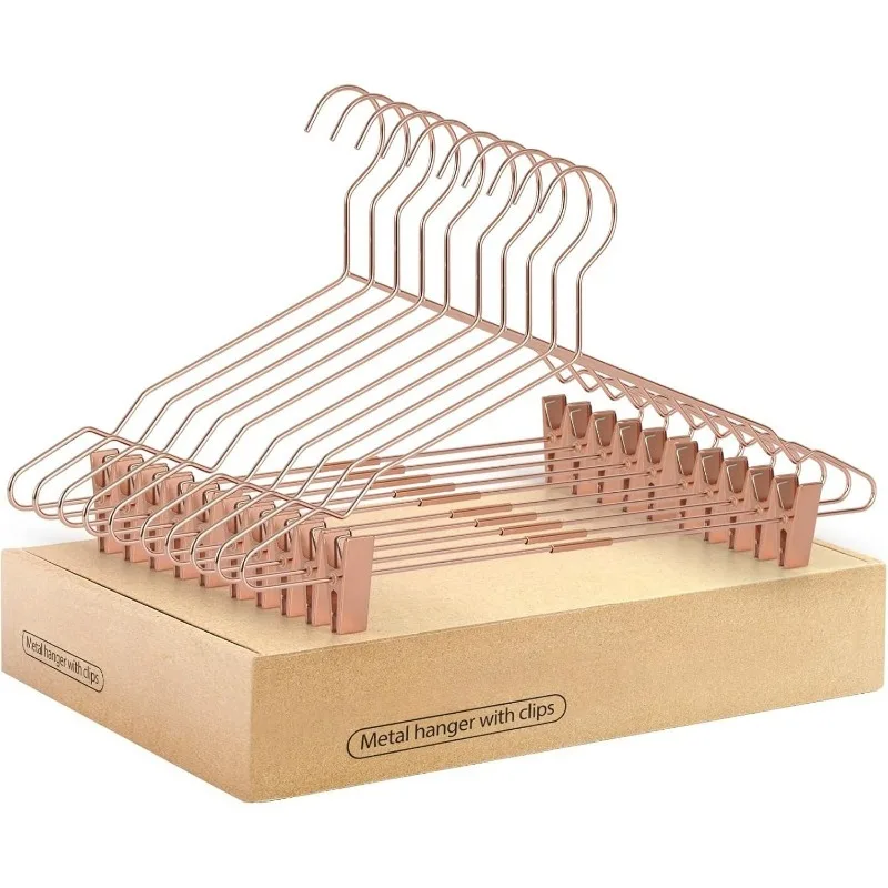 

Adult Gold Gold Metal Wire Clothing Hangers with Adjustable Clips for Shirts Coat Home Wardrobe Storage & Display Clothes Rack