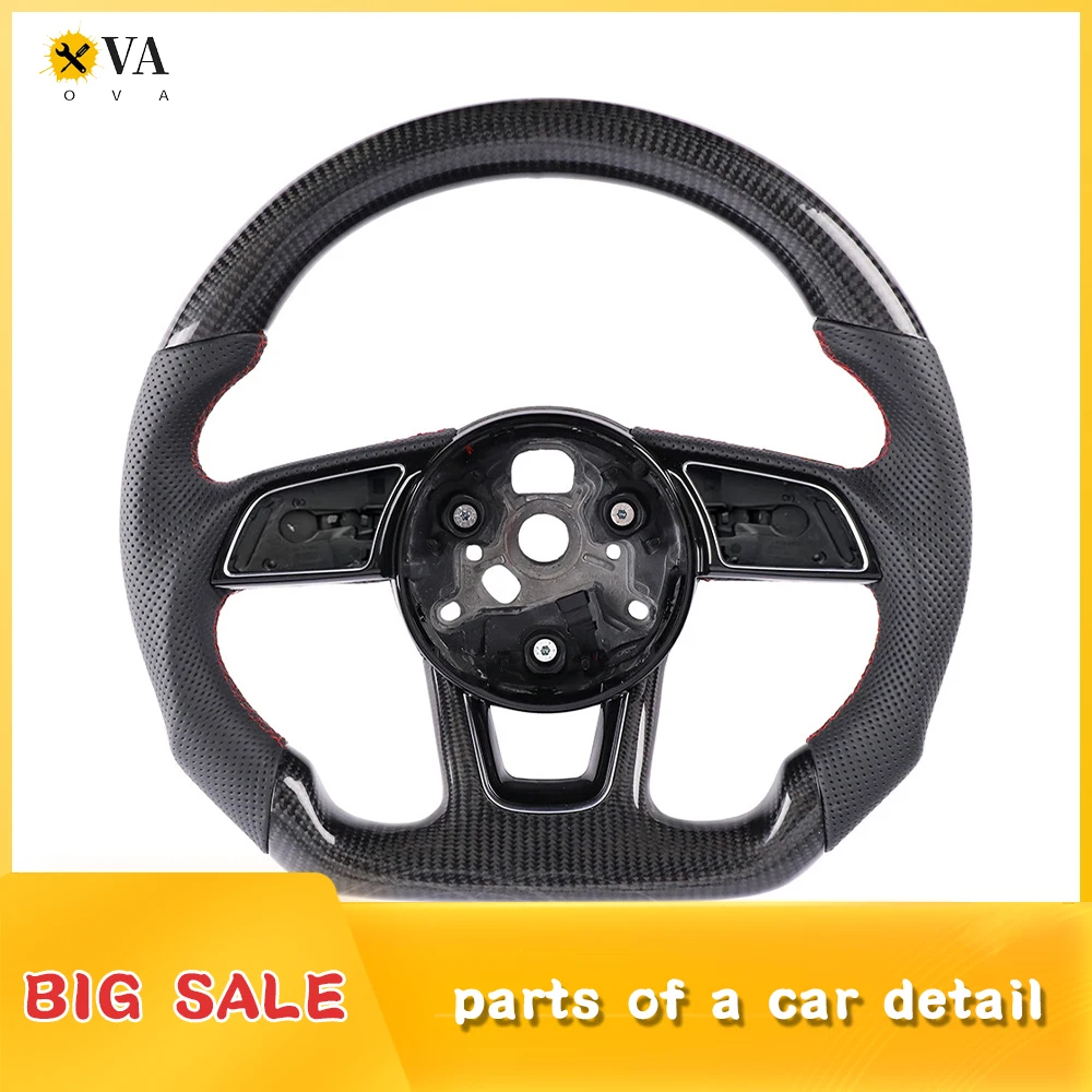 For Audi A4 B9 A3 A5 semi perforated leather steering wheel with carbon fiber flat bottomed steering wheel