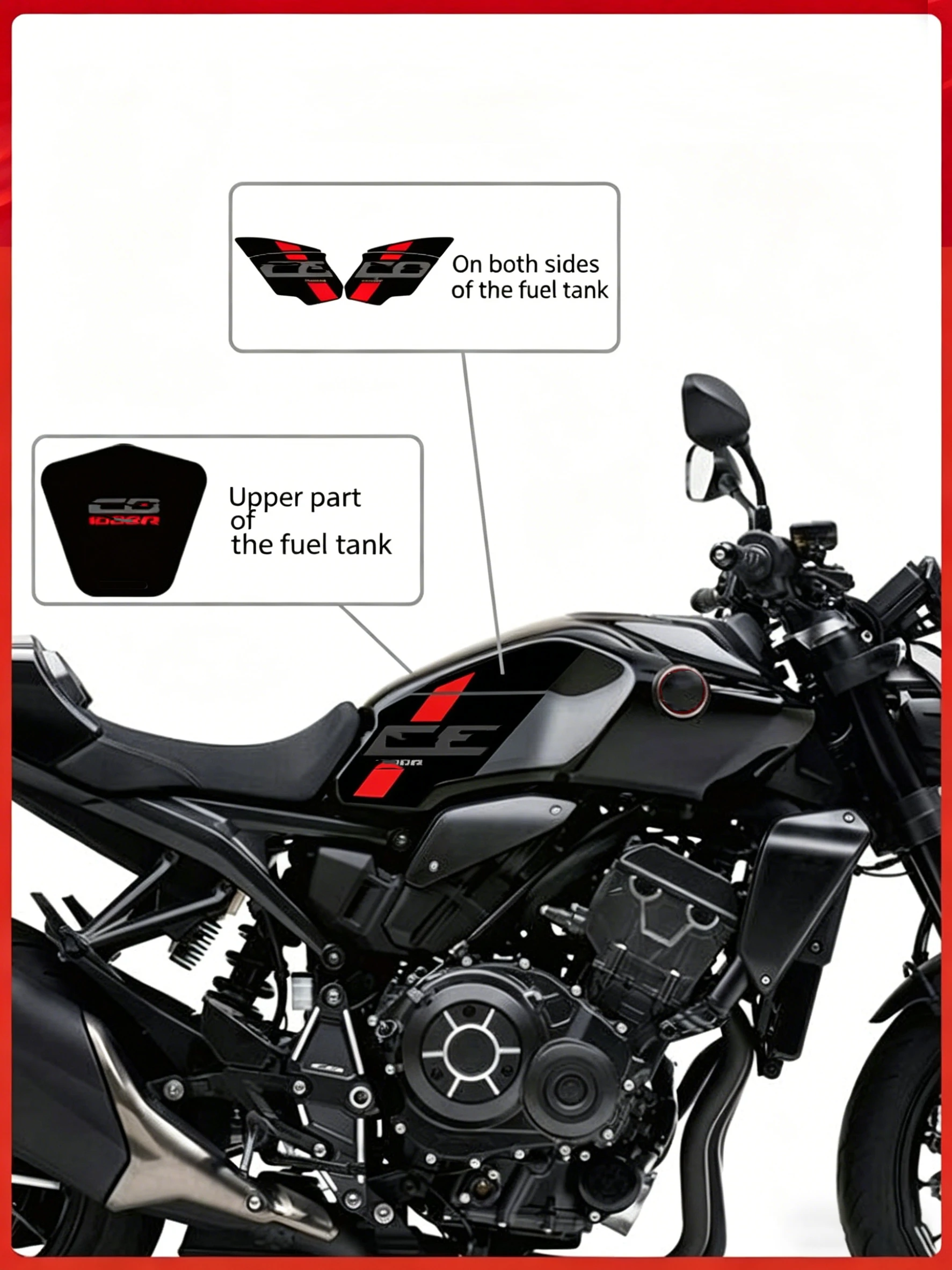 Compatible For Honda CB1000R Motorcycle Fuel Tank Pad Fish Bone Sticker Anti-Scratch Anti-Slip Protector Decoration