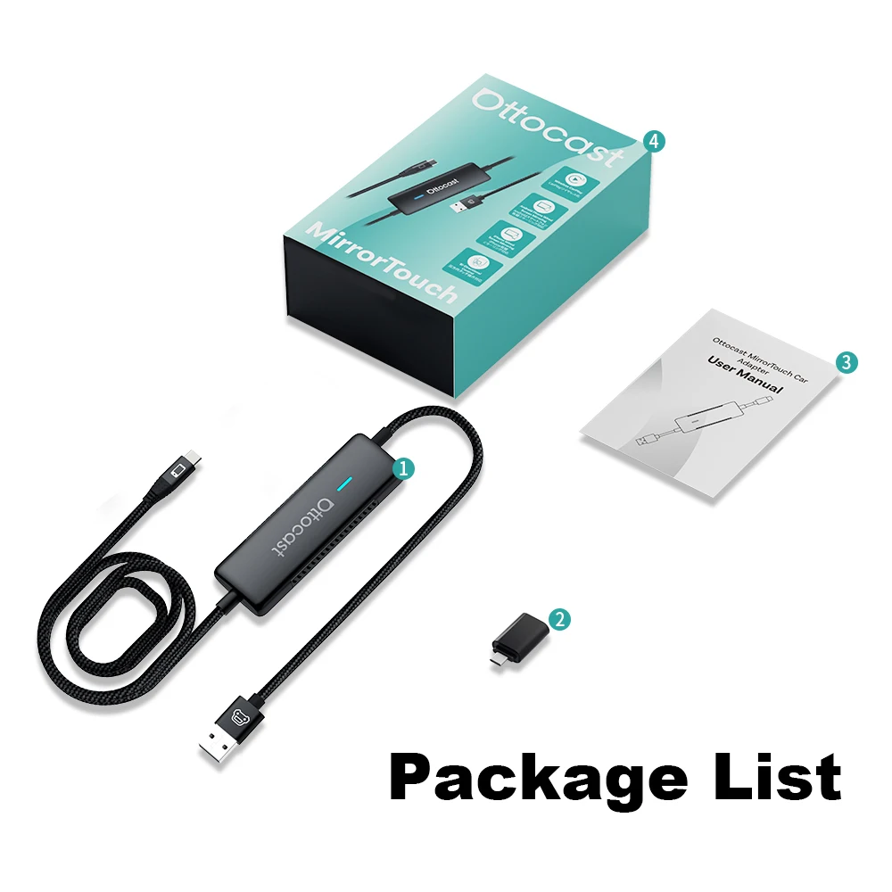 カーナビ Ottocast MirrorTouch Car Adapter Ottocast Mirror Touch Wireless CarPlay Android Screen Mirror