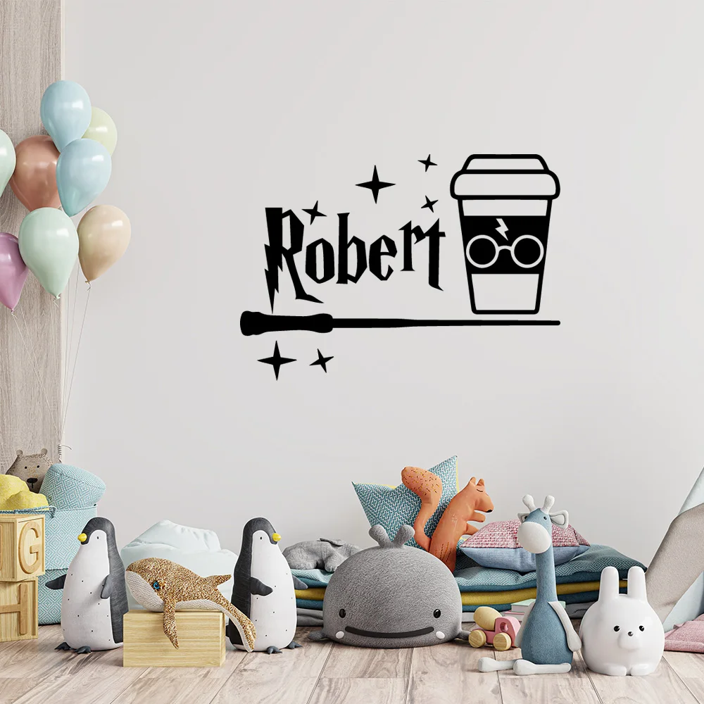 1 pc cartoon Harry drink Custom Text Wall Stickers Decorative Sticker Home Decor  Kids Room Nature Decor Wall Art Decal