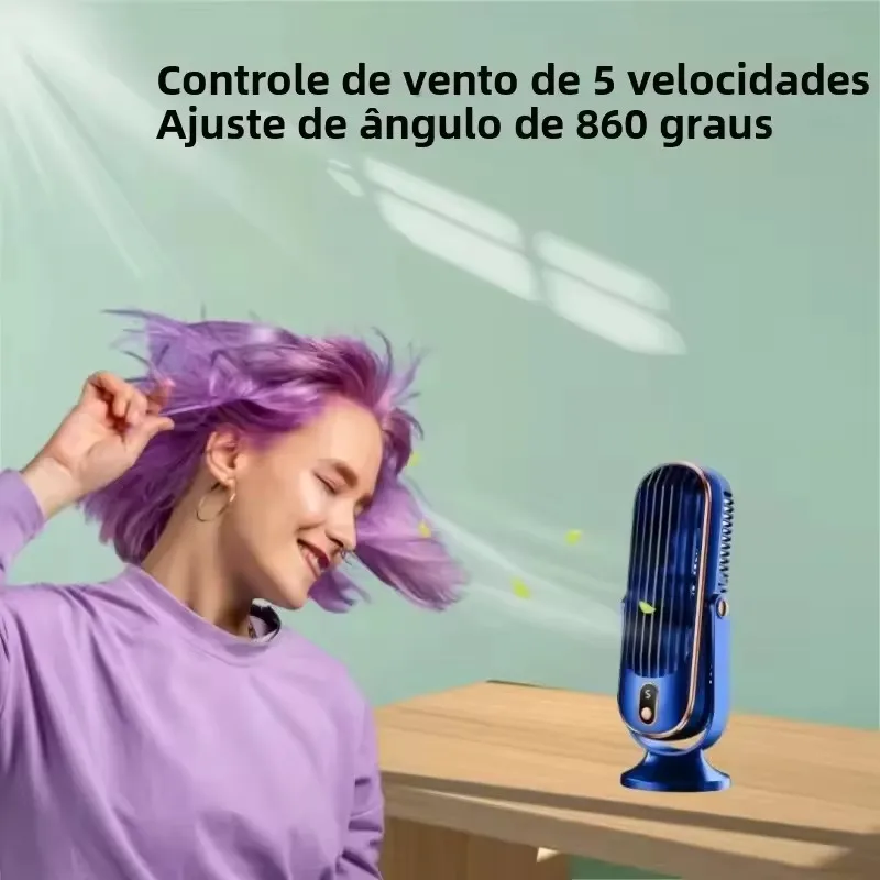 Rechargeable Desk Fan,Portable Bladeless Fan Small Personal Cooling Fan Quiet Table Fan for Home, Office, Bedroom