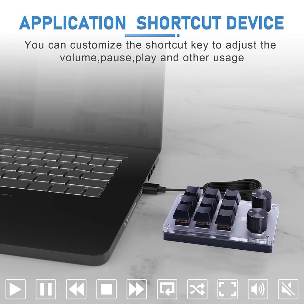 لوحة مفاتيح ألعاب فوتوشوب 9 مفتاح 2 مقبض متوافقة مع بلوتوث لاسلكي/USB نسخ لصق زر صغير مفاتيح حمراء لأجهزة الكمبيوتر المحمول ماك بوك