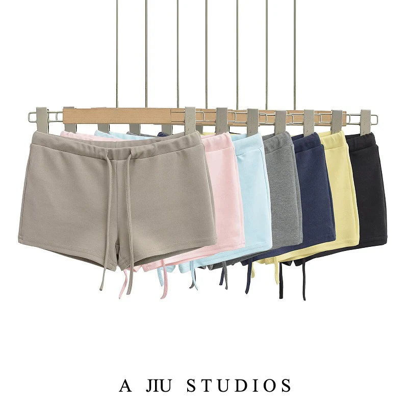 

Американские ретро-шорты для спорта и йоги с низкой посадкой, эластичные, облегающие, с эффектом пуш-ап, цветные