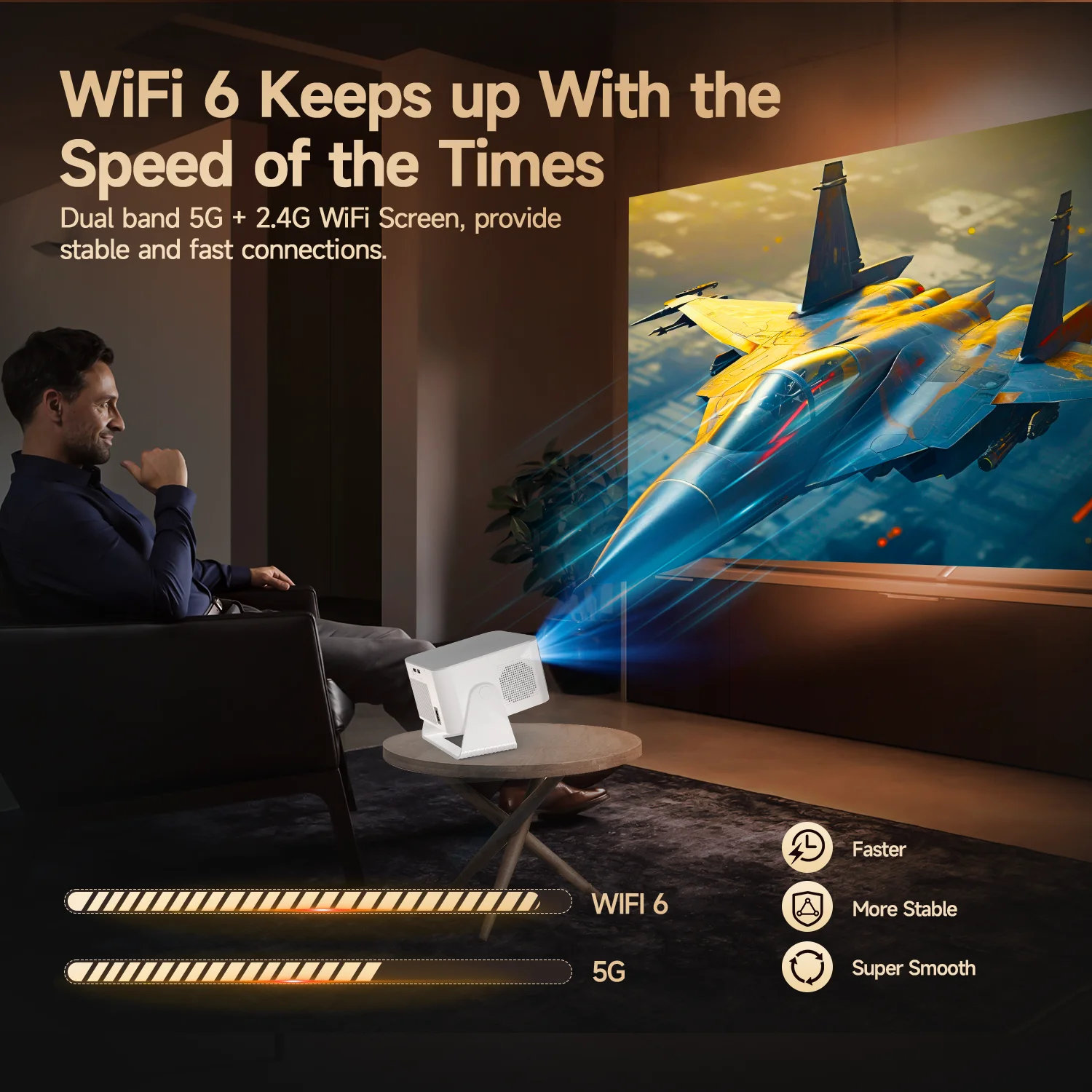 Magcubic Android 14 Autofokus HY350Max Sprachgesteuerter Projektor Native 1080P Unterstützt 8K Mit Wifi6 BT5.4 2+16G Film Outdoor – Detail 11