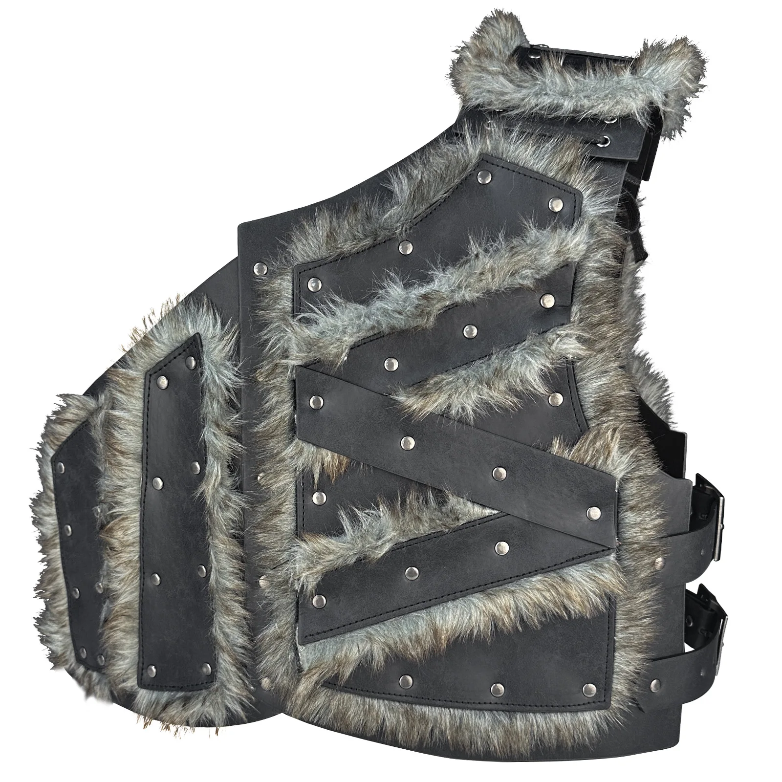 

Medieval Half Breasted Norse Viking Hairy Breasted Riveted Leather Decoration Halloween Costume Accessories COSPLAY Props