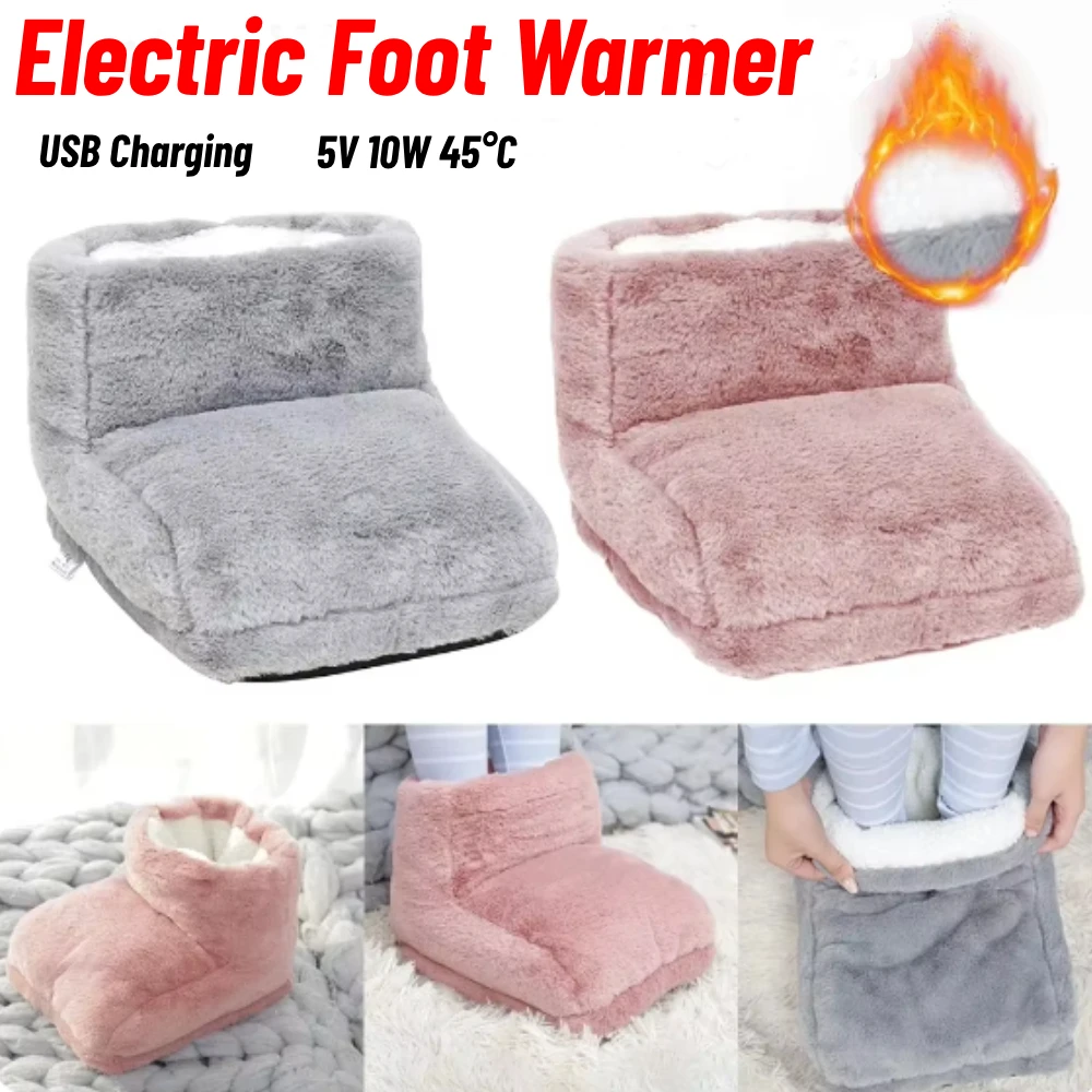 

Electric Heater Foot Warmer USB Charging Foot Heating Pad Warm Foot Cover Washable Winter Feet Slippers Home Bedroom Sleeping