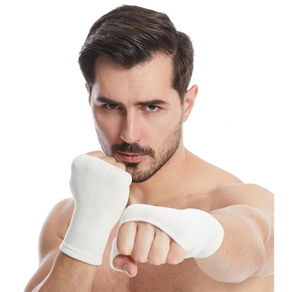 

1 Pair Knitted Cycling Gloves Sweat Absorbing Fingerless Gloves Non-slip Compression Wrist Brace Stretchy Sports Palm Protector