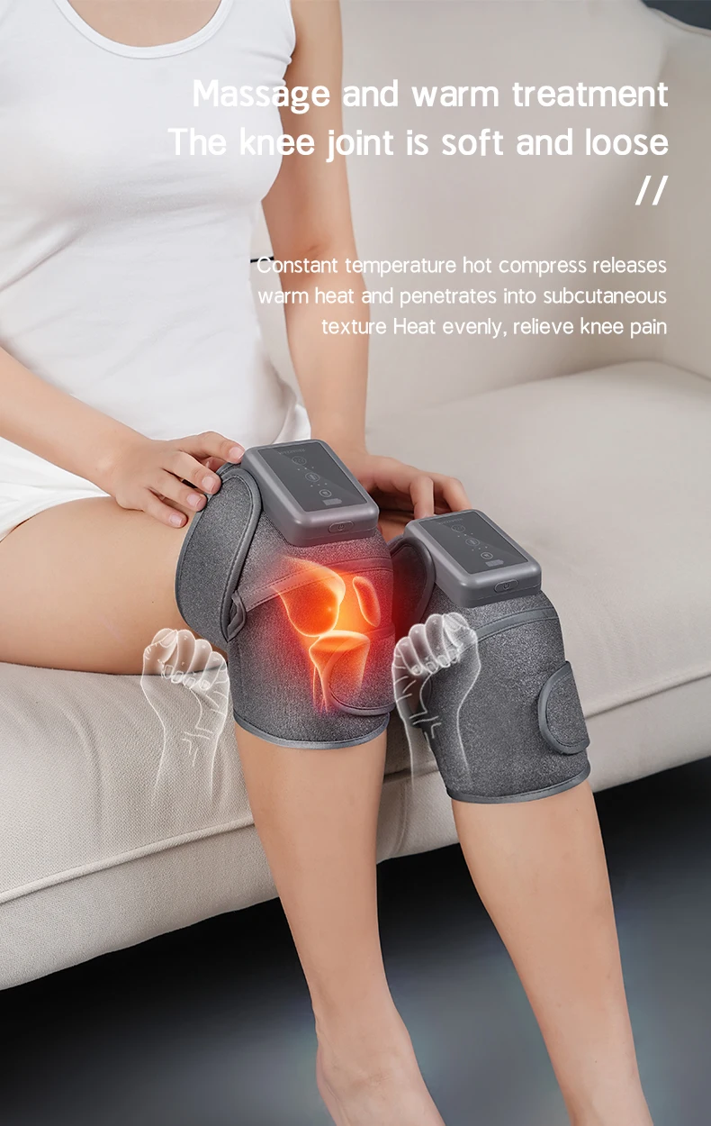 Cordless Portable Knee Pain Relief Massager New Rechargeable Vibration Massager Smart Electric Heating Knee Pad Massage