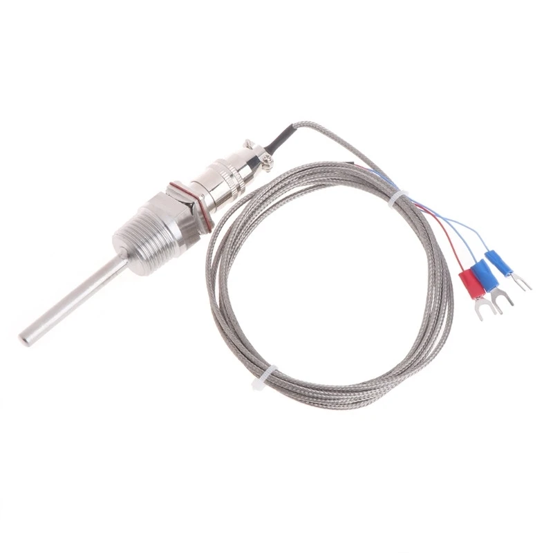 

RTD PT100 Temperature Sensor Probe 5cm 1/2" NPT Thread with Detachable Connector 2M Cable 3-wire Temperature Sensor