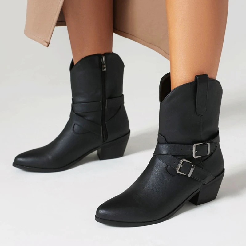 

Женские ботильоны, осенне-зимняя обувь, тенденции 2026 года, черные, коричневые мотоциклетные ботинки на низком каблуке, женская обувь, большой размер 45