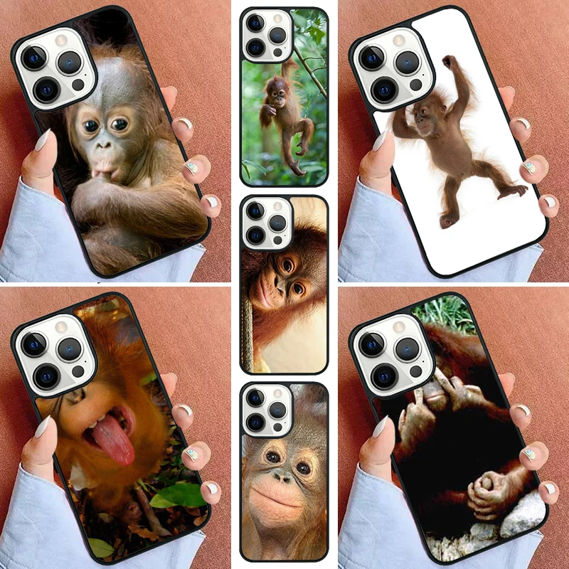 CUTE ORANGUTAN monkey BABY Phone Case For iPhone 16 15 14 Pro max 11 13 12 Mini Max SE 2020 6S 7 8 Plus Cover Capa