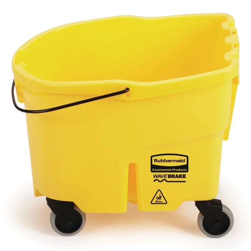 Prodotti commerciali WaveBrake 26 Qt. Secchio per mocio a pressione laterale e combinazione di strizzatura su ruote, giallo, per professionisti/indutti