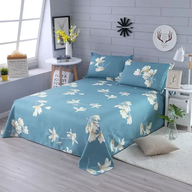 1Pcs Polyester Cotton Bed Sheet Soft Home Bedding Cover  Home Fashion Bedding Cover - Foldable Flat Sheet(No Pillow Covers)