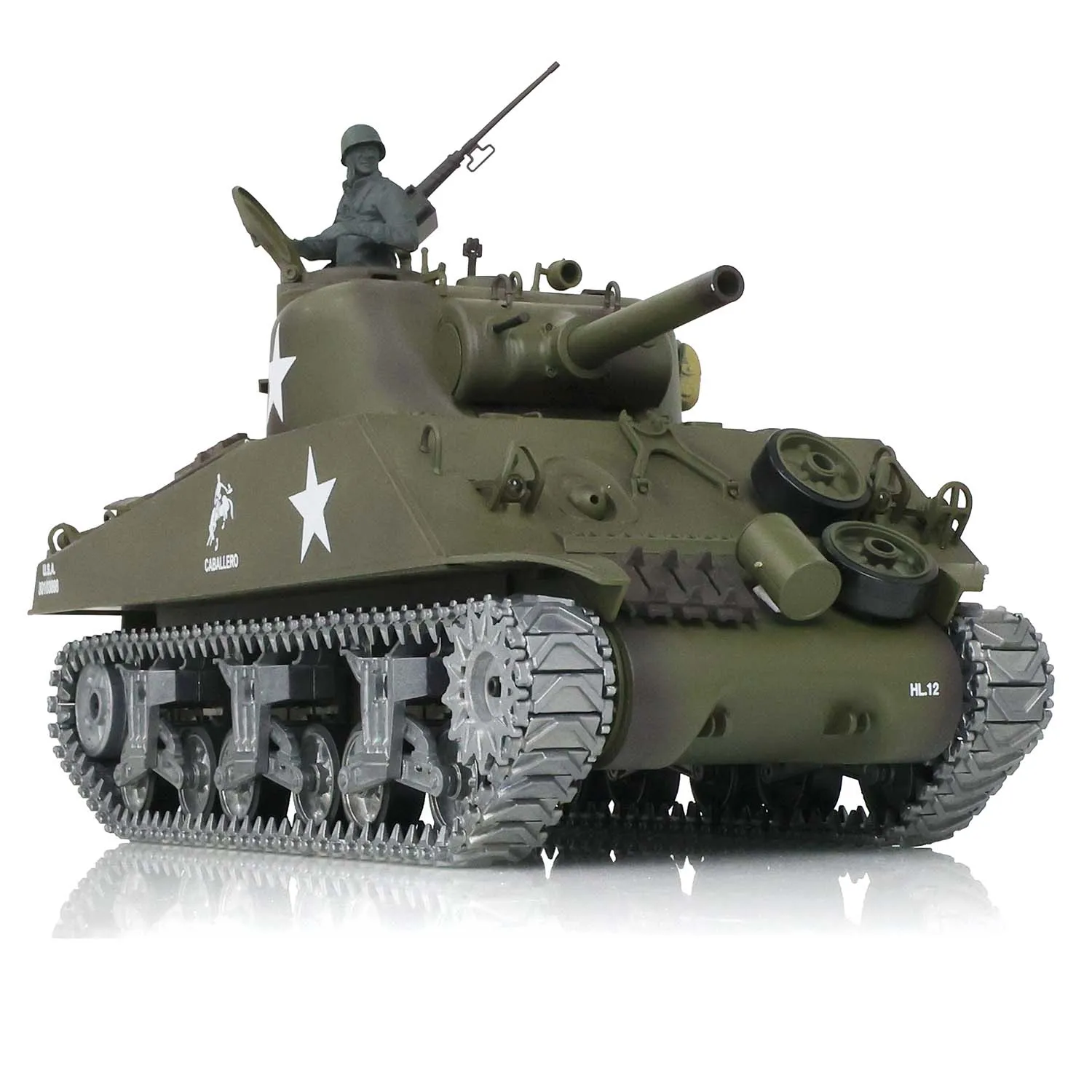 Henglong 1/16 Customized 7.0 M4A3 Sherman RC Tank 3898 Barrel Recoil 360° Metal Tracks Wheels BB Pellets Steel gearbox