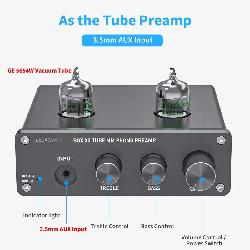 BLUETOOTH PHONO VALVE PREAMP PORTABLE PREAMP