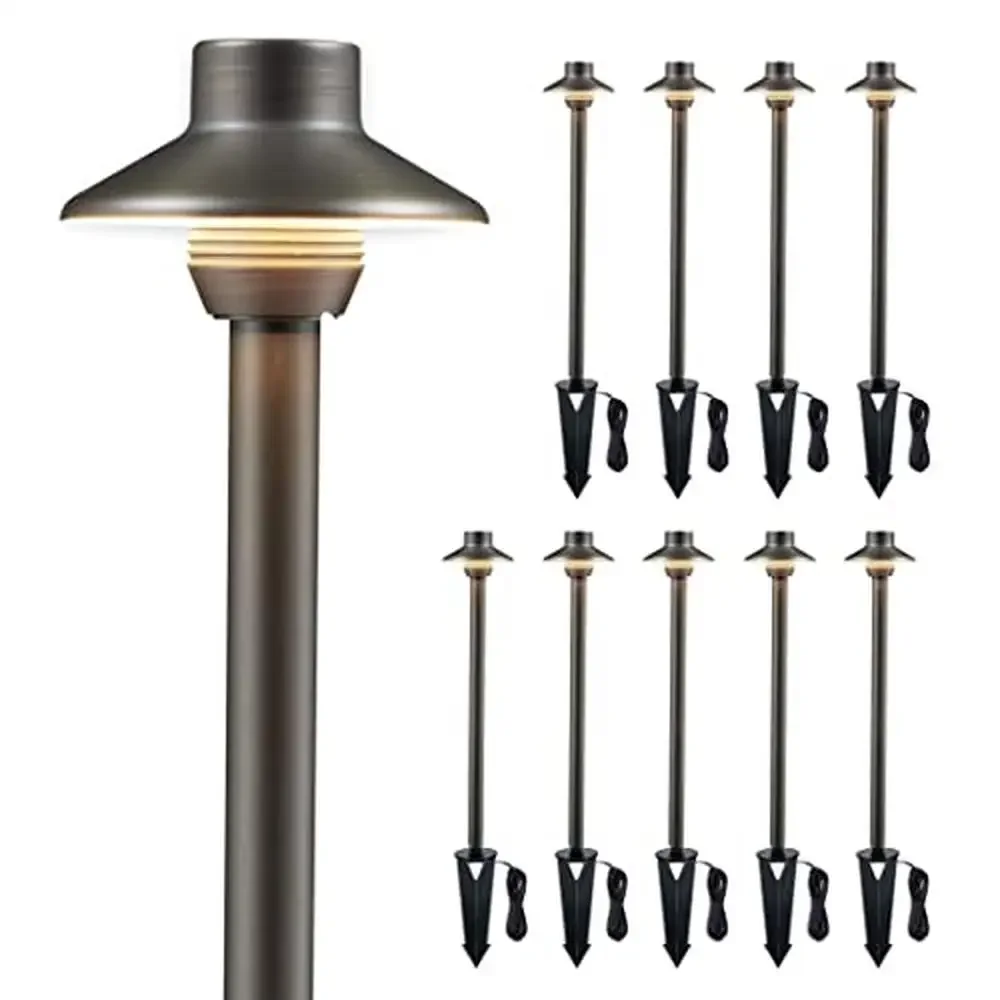 

Solid Brass LED Pathway Lights Low Voltage Path Lights Garden Waterproof Bronze Shade ETL Outdoor Yard Lighting Kit