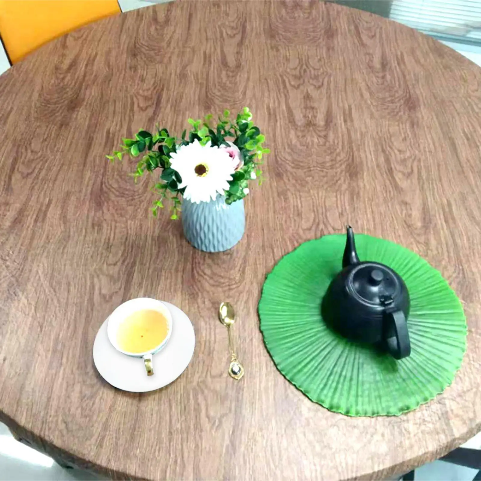 Heavy Duty PVC Tablecloth Fitted Cover Easy Clean Table Decor for Kitchen Indoor Outdoor Round Table