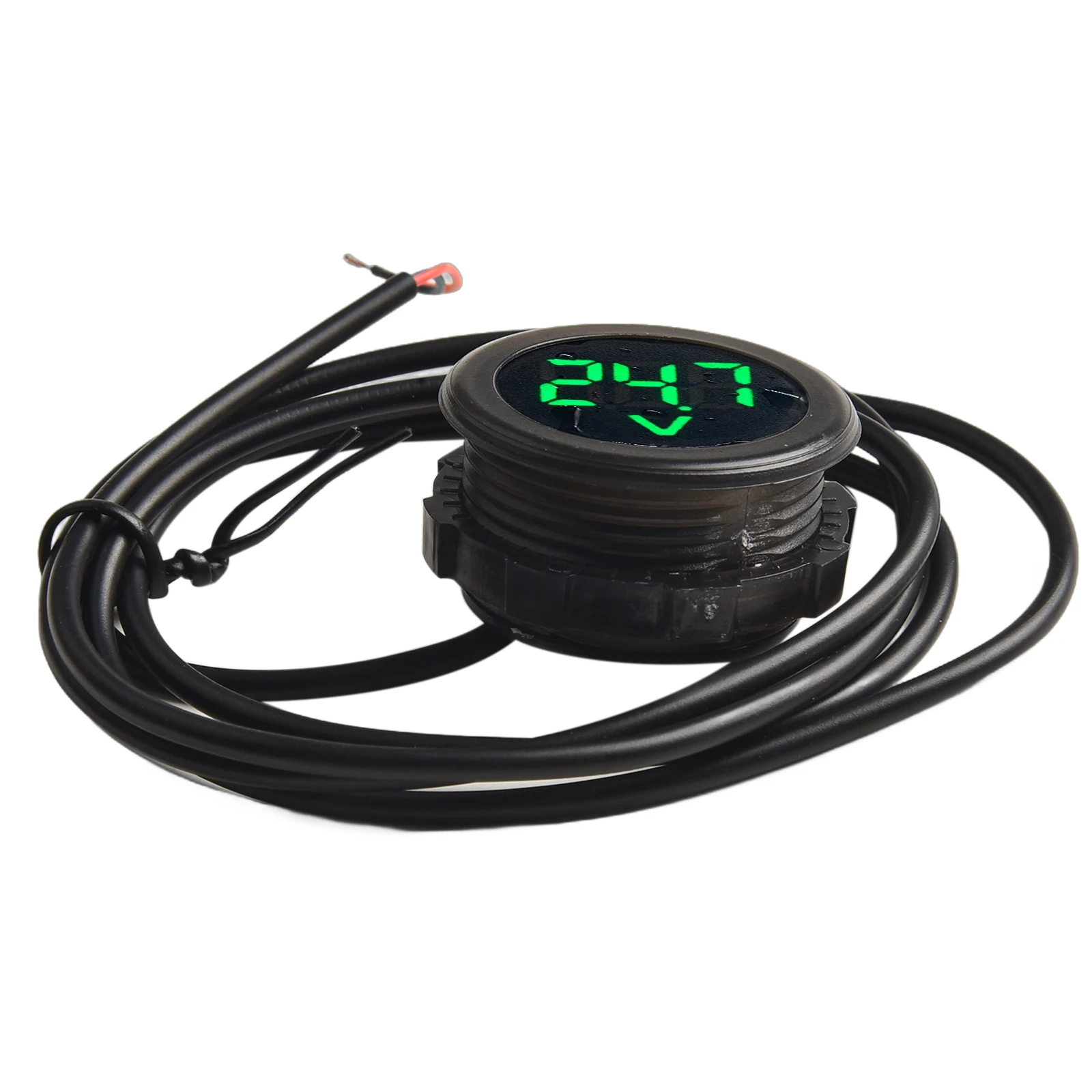 Compact Two Wire Digital Voltmeter with Clear LED Display for Monitoring Vehicle Voltage Levels from 4 to 100V