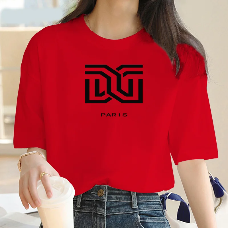 Luksusowa markowa koszulka damska z nadrukiem literowym 100 bawełniana koszulka uliczna Y2K letnia moda graficzna damska t-shirt damski t-shirt