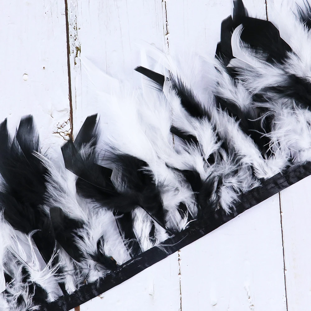 1M Two-color Turkey Feather Trim 10-15CM Ribbon for Wedding Party Dress Clothes Sewing Crafts Plumes Decoration Accessories