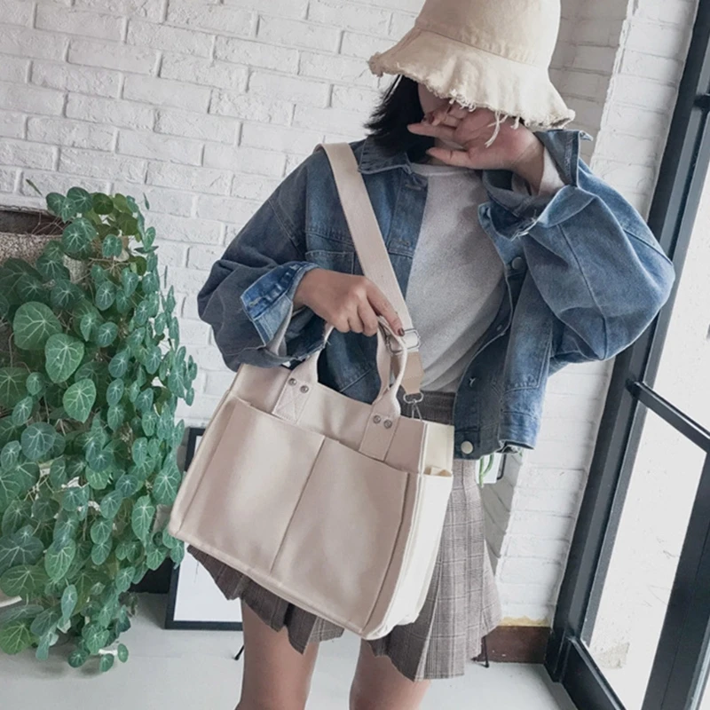 Multi-pocket Crossbody Bags for Women Canvas-Bag Large Capacity Shoulder Bag Ins
