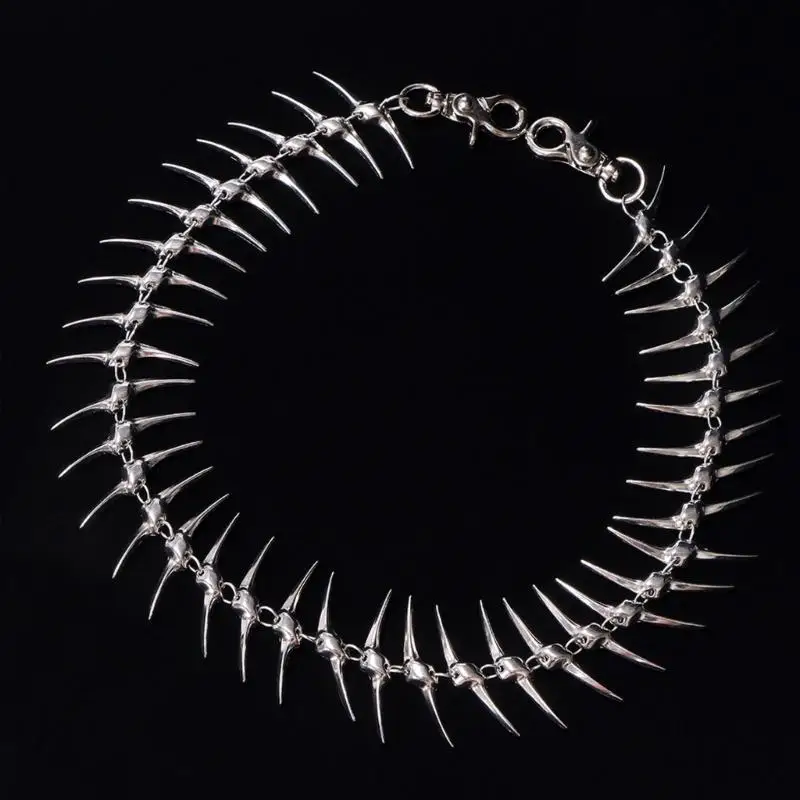 A52E Edgy Gothic Bone Spine Spikes Pants Chain Edgy Accessory For Men And Women Jeans Chain