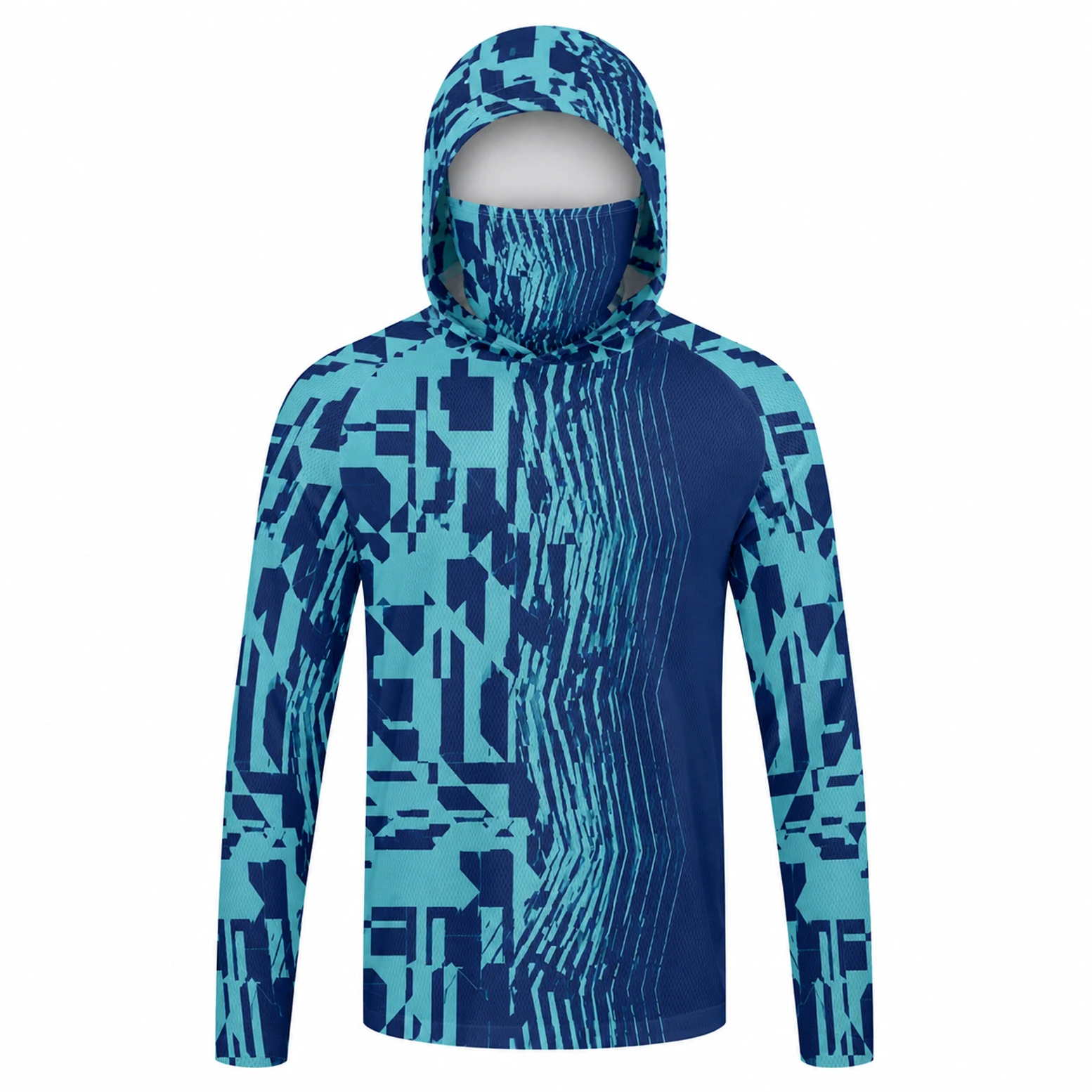 Men Gradient Fish Print Fishing Hoodie UPF50+ UV Sun Protection Quick Dry Breathable Long Sleeve Outdoor Fishing Sports Shirt view 5