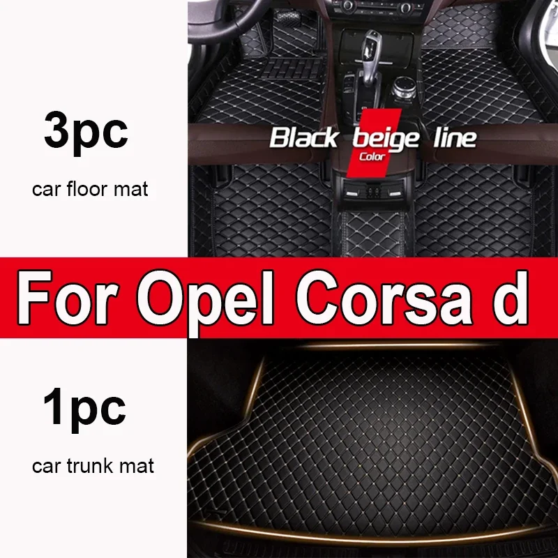 

Custom Automotive Car Floor Mats For Opel Corsa d 2007 2008 2009 2010 2011 Auto Luxury Leather Men Women Car Mats Full Coverage