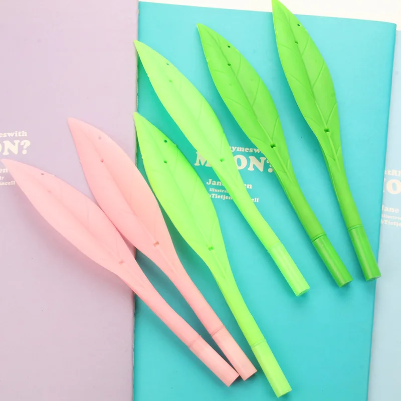 Q5 creative cartoon banana leaf shape pen leaves soft black neutral pen water erasable pen easy to eliminate the friction statio