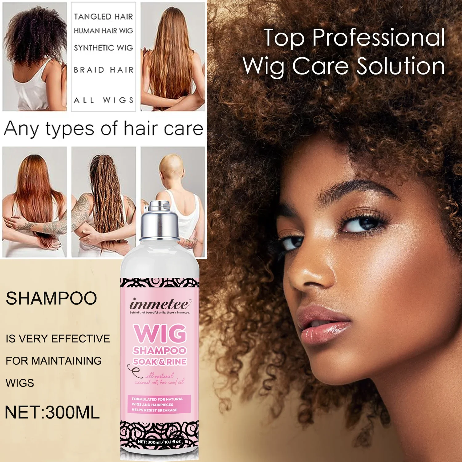 Wig Shampoo Professional Wig Solution for Human and Synthetic Hair Wig Braided Hair Pieces To Clean, Restore and Nourish Hair