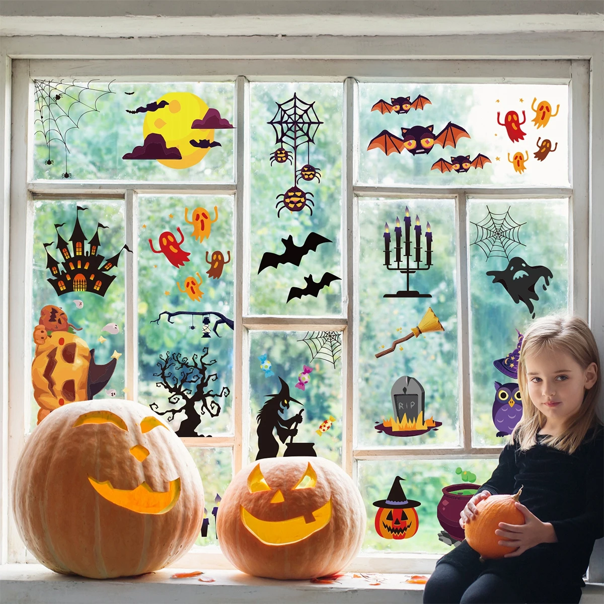 Halloween Window Stickers Halloween Window Clings Decals for Halloween Party Decoration Glass Windom Indoor Outdoor Home Decor