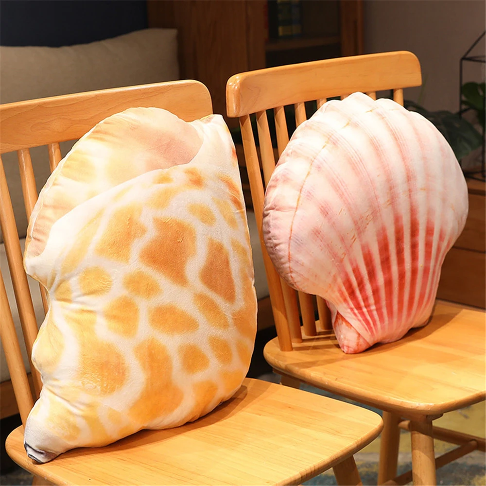 Soft Simulated Marine Organisms Decor Conch Oysters Starfish Shell Shaped Sofa Cushion Pillow for Bedroom Household Pillow Doll