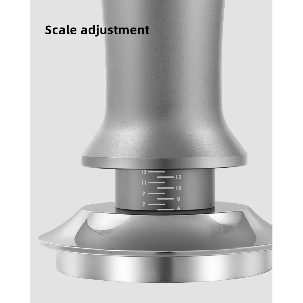 A55F-Coffee Tamper Adjustable Depth With Scale 30Lb Espresso Springs Calibrated Tamping Stainless Steel Flat Base