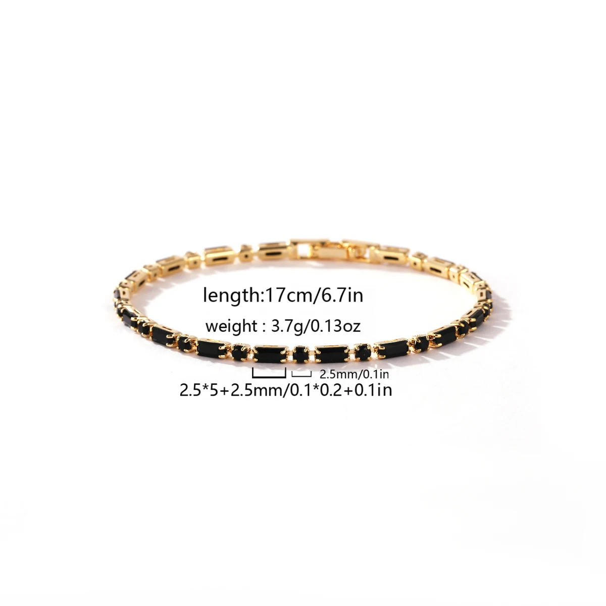 18K Vergoldete Schwarze Iced-Out Zirkonia Tennis-Armbänder für Damen und Herren, Kristall Verstellbares Armband, Hippie-Schmuck – Detail 11