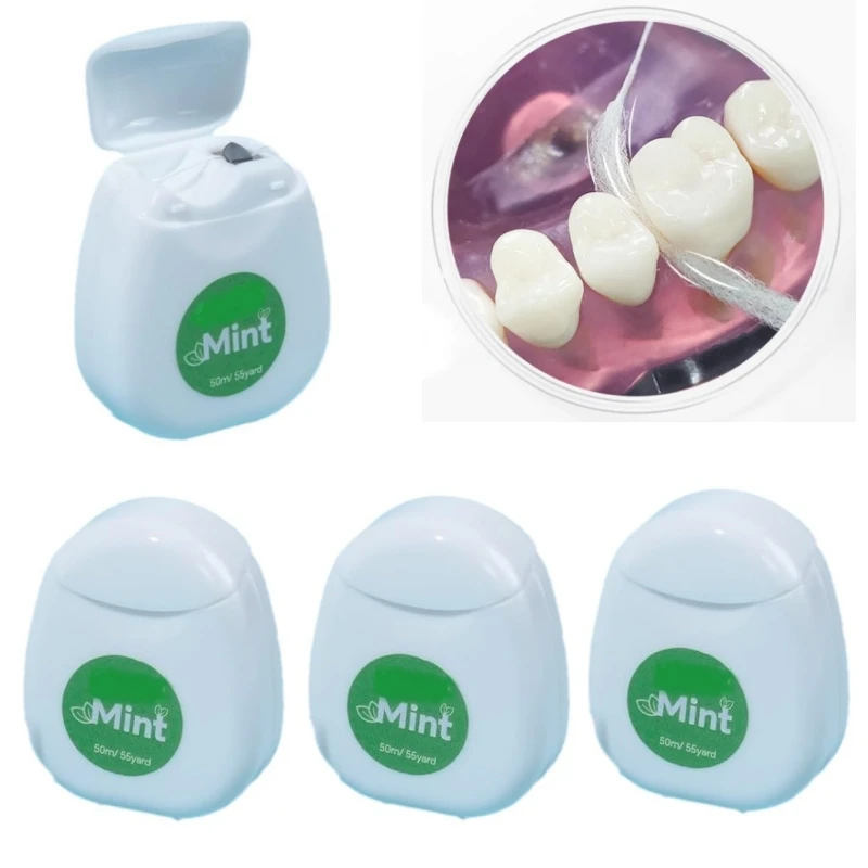 3 Rolls Dental Floss Soft Thread Expanding Floss Built-in Spool Wax Mint Nylon Interdental Brush Toothpick Deep Cleaning Tool