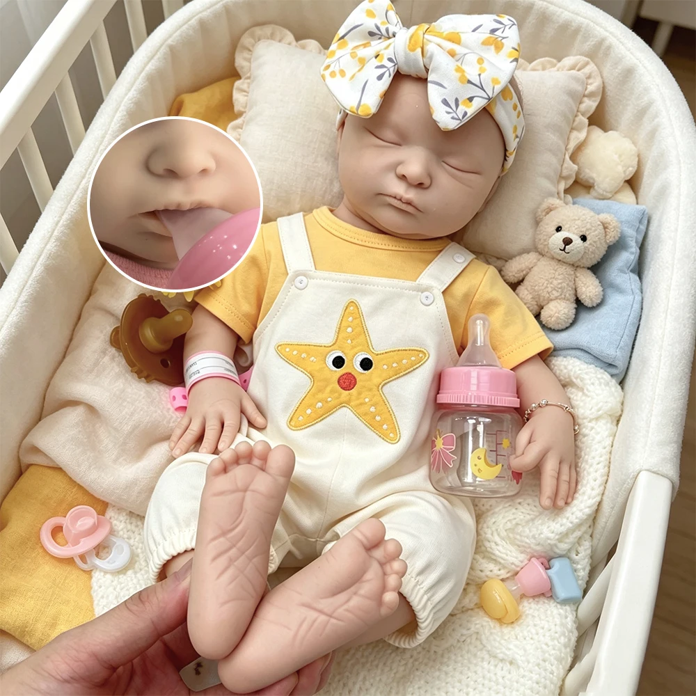 45cm Unpainted Art Silicone Reborn Doll Real Skin Texture Weighted Newborn Doll Easy to Clean for Collectors Artist