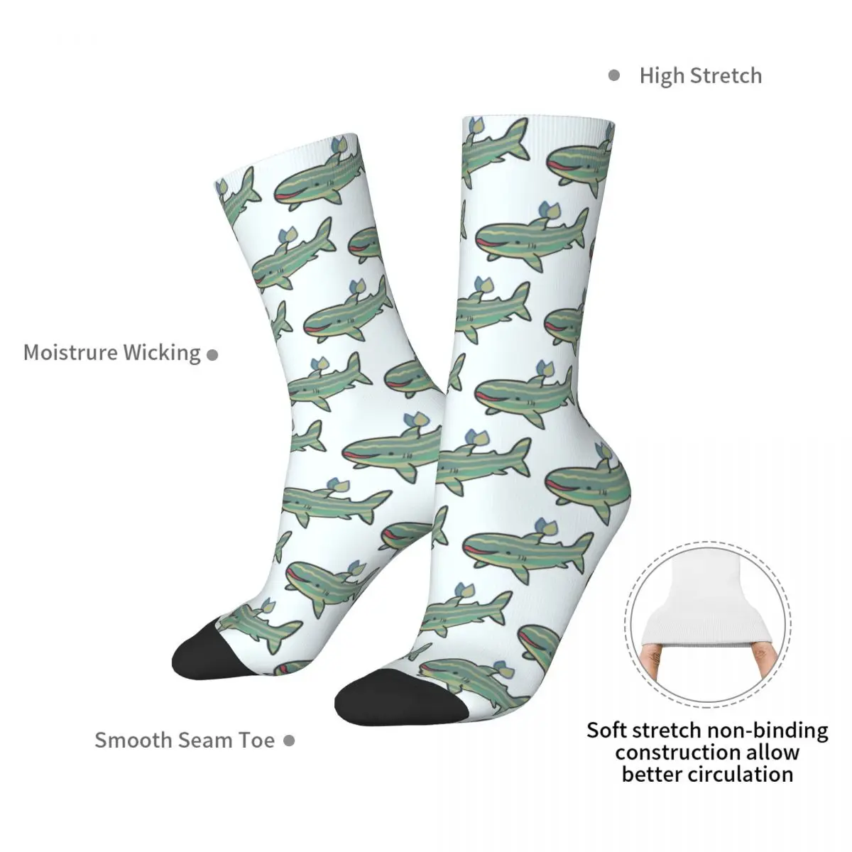 Watermelon Shark Socks Harajuku Sweat Absorbing Stockings All Season Long Socks Accessories for Unisex Birthday Present