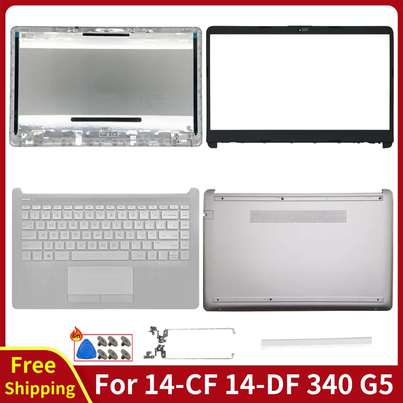 For 14-CF 14-DF 14-DK 14-DP 14S-CR 14S-CF 340 G5 Laptop LCD Back Cover Front Bezel Palmrest US Keyboard Bottom Case Hinge Silver