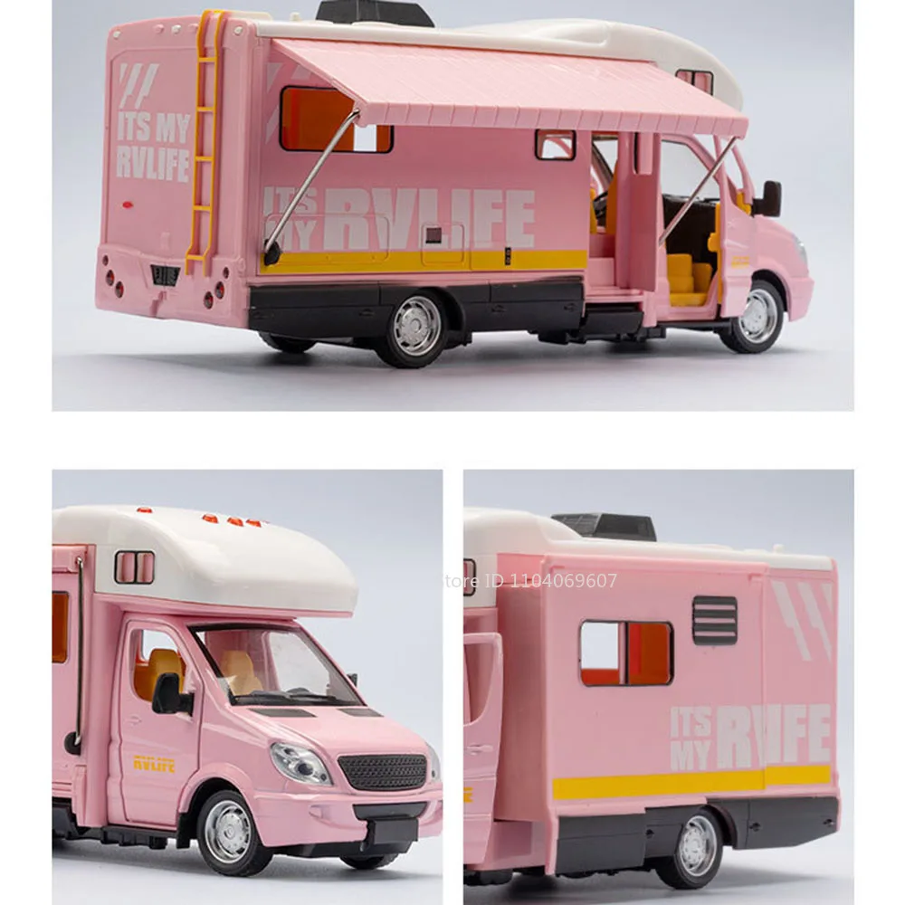Escala 1:32 acampamento rv liga diecast f150 modelo de carro brinquedos em miniatura som luz portas abertas puxar para trás presentes do festival para crianças
