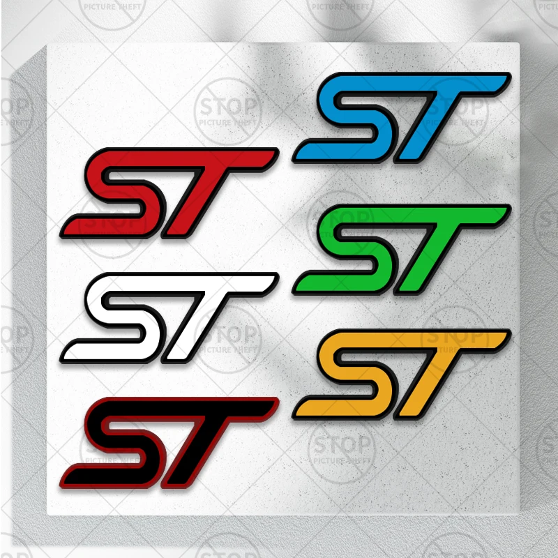 ST Logo Car Interior Steering Wheel Sticker Center Console Decoration Badge For Ford ST Line Puma C-MAX Focus Mondeo Kuga Fiesta