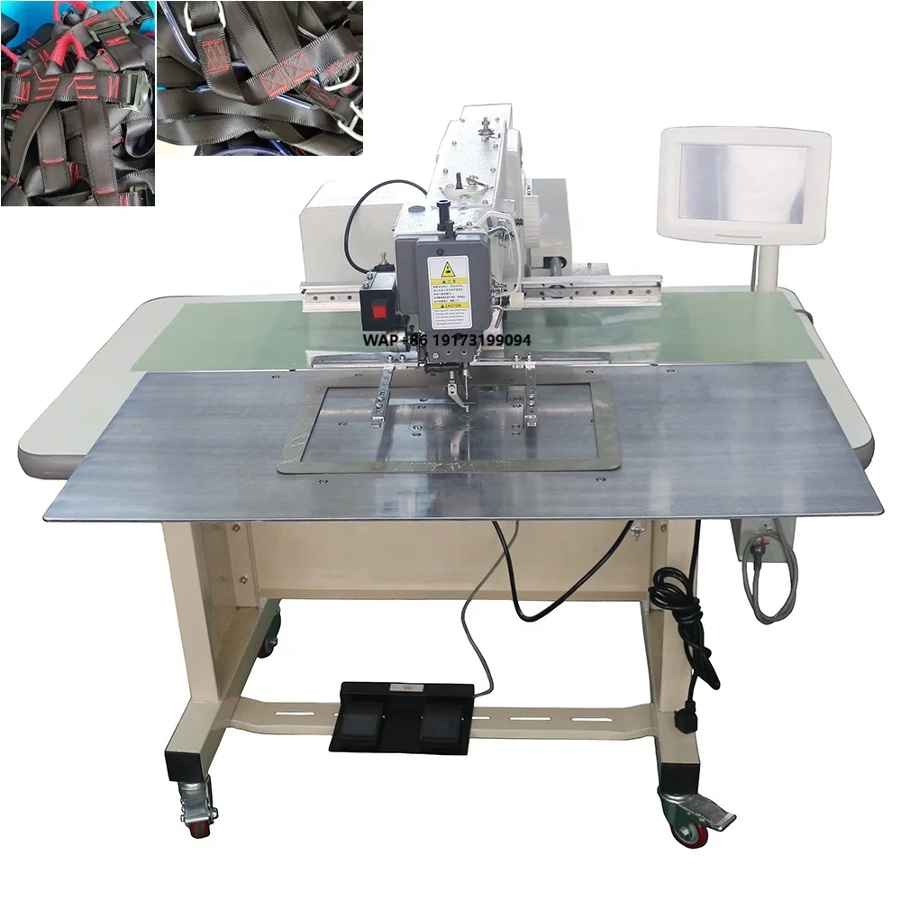 Industrial Programmable Flat-Bed Round Strap Vertical and Horizontal Strap Lock Stitch Sewing Machine with Single Motor