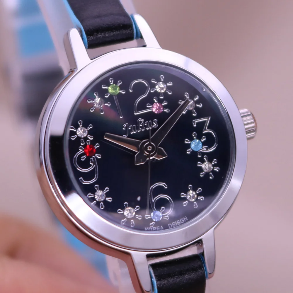 Mother-of-pearl Rhinestones Small Women's Watch Japan Quartz Hour Fine Fashion Bracelet Clock Girl's Birthday Gift Julius No Box