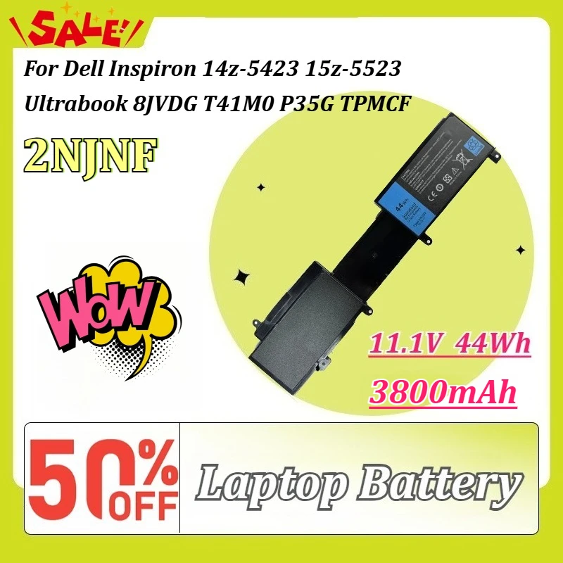 

New 2NJNF 11.1V 3800mAh 44Wh Replacement Laptop Battery for Dell Inspiron 14z-5423 15z-5523 Ultrabook 8JVDG T41M0 P35G TPMCF