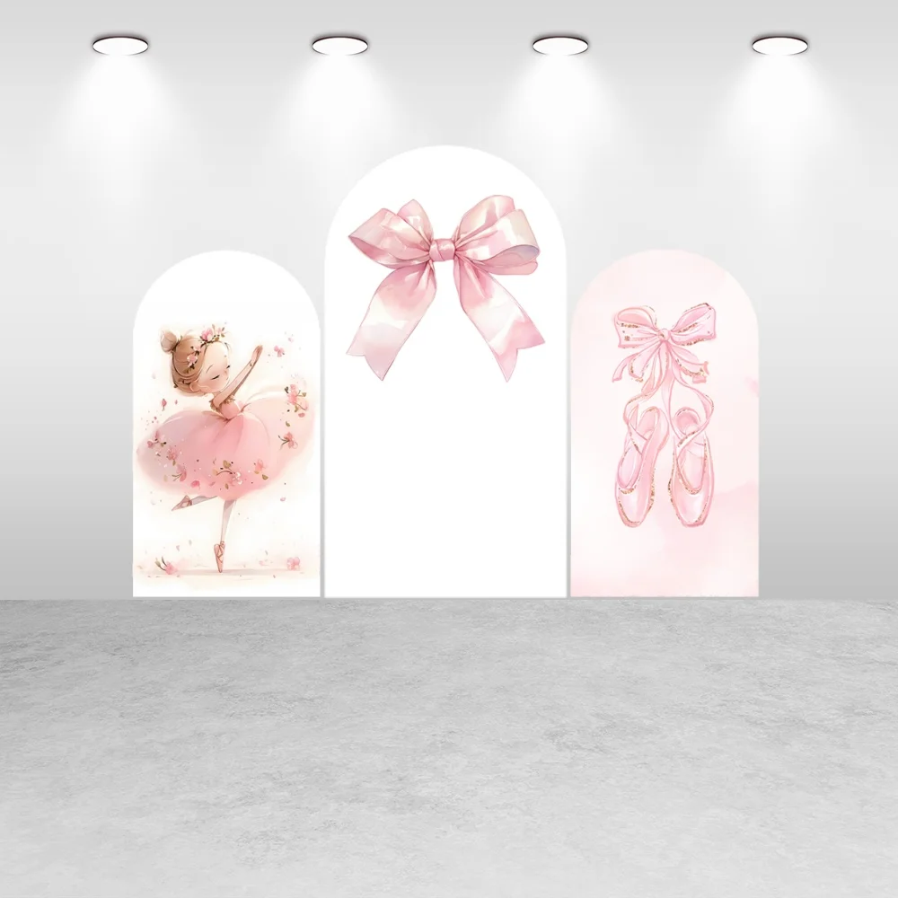 

Custom Double-Sided Arch Backdrop Pink Bow Floral Design for Baby Shower Photography Birthday Party Bridal Background