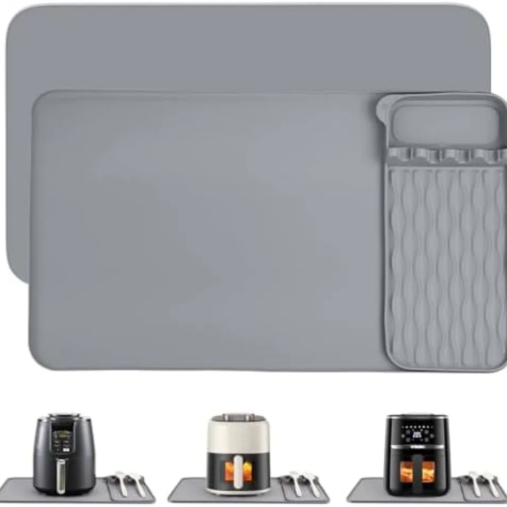 

Multipurpose Silicone Mat Heat Resistant for Air Fryer and For Countertop with Cookware Holder Dishwasher Safe